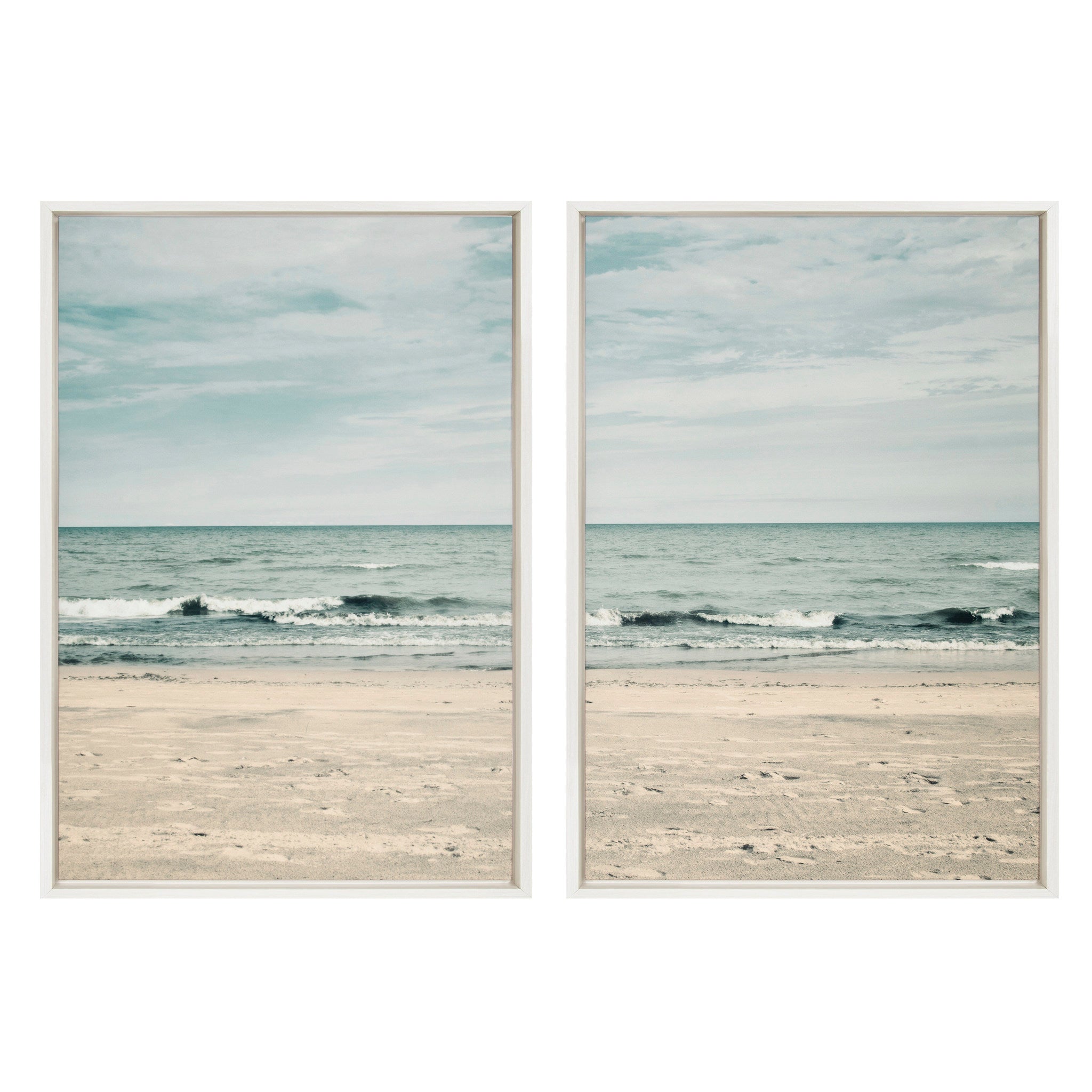 Feeby Poster Art XXL le sable Cadre blanc ciel beige 120x80 cm : :  Mode