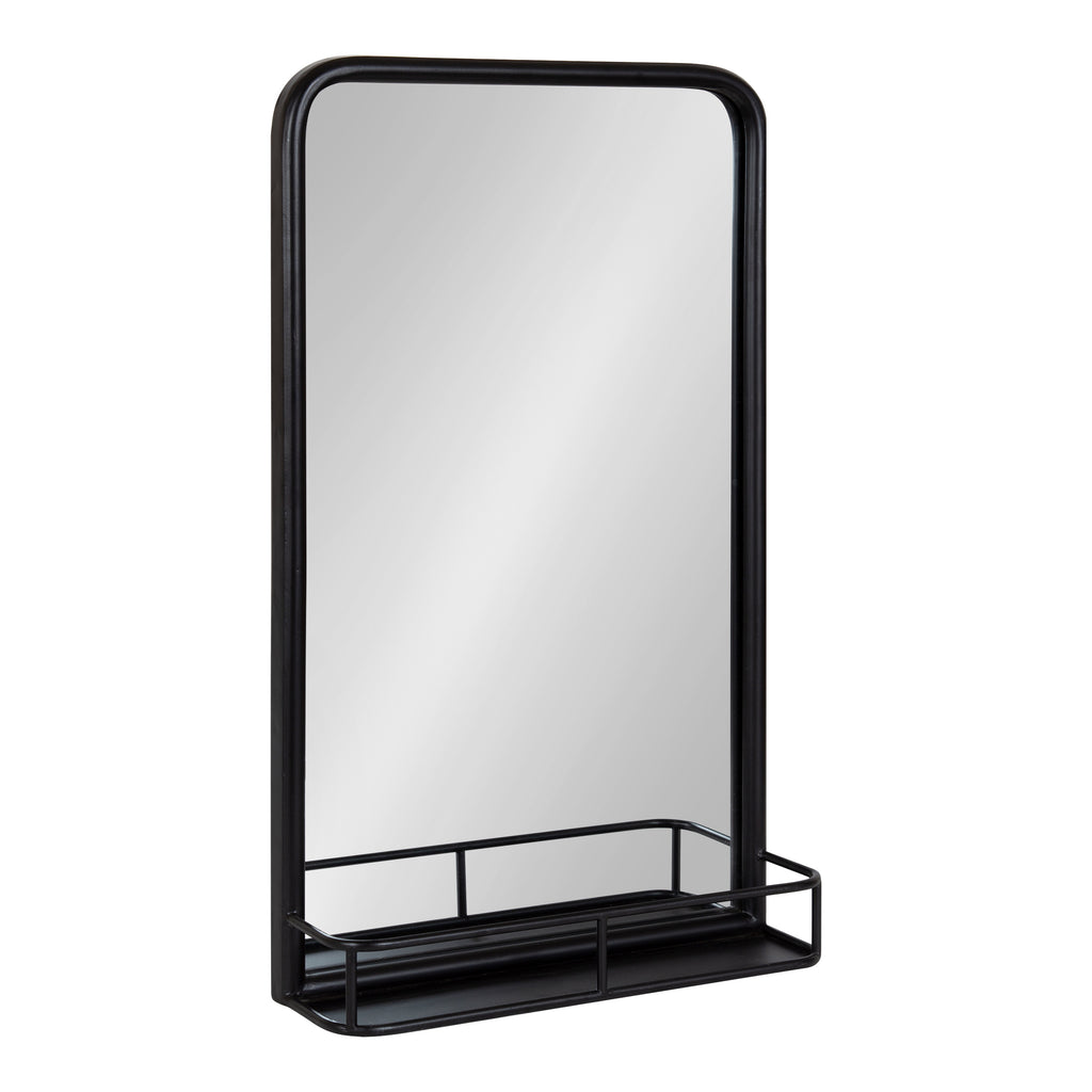 Kate and Laurel Estero Modern Radius Rectangle Mirror with Shelf, 18 x 30,  Black, Chic Industrial Iron Mirror with Durable Shelf for Storage and  Display – kateandlaurel