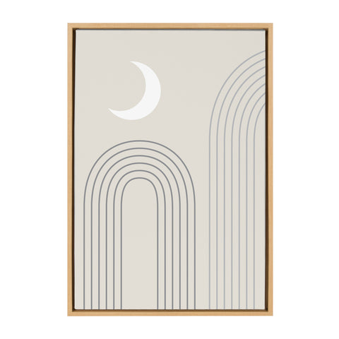 Sylvie Crescent Moon over the Mountains Framed Canvas by The Creative Bunch Studio