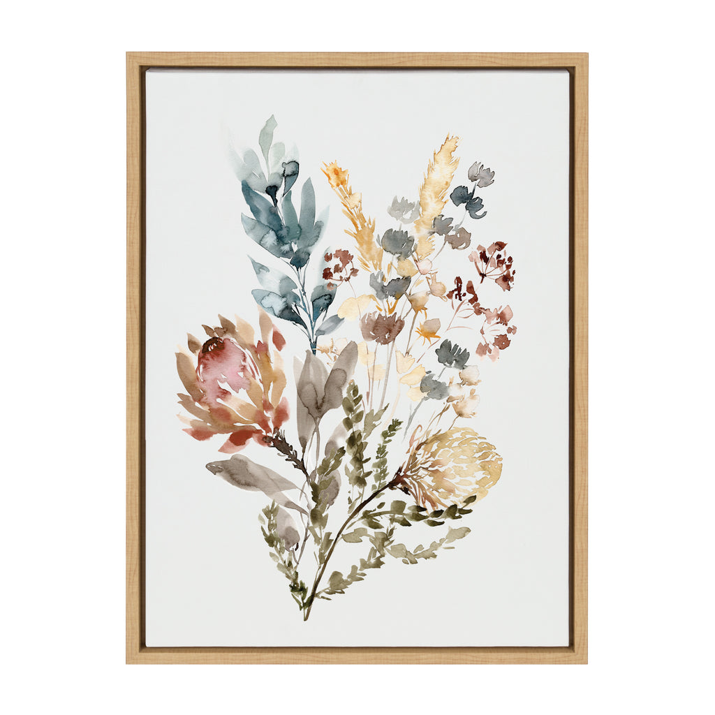 Kate and Laurel Sylvie Love Framed Canvas Wall Art by Amber Leaders Designs, 18x24 Gray, Decorative Floral Art for Wall - 1