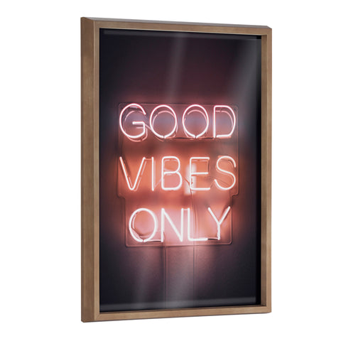 Blake Good Vibes Only Neon Sign Framed Printed Glass by The Creative Bunch Studio