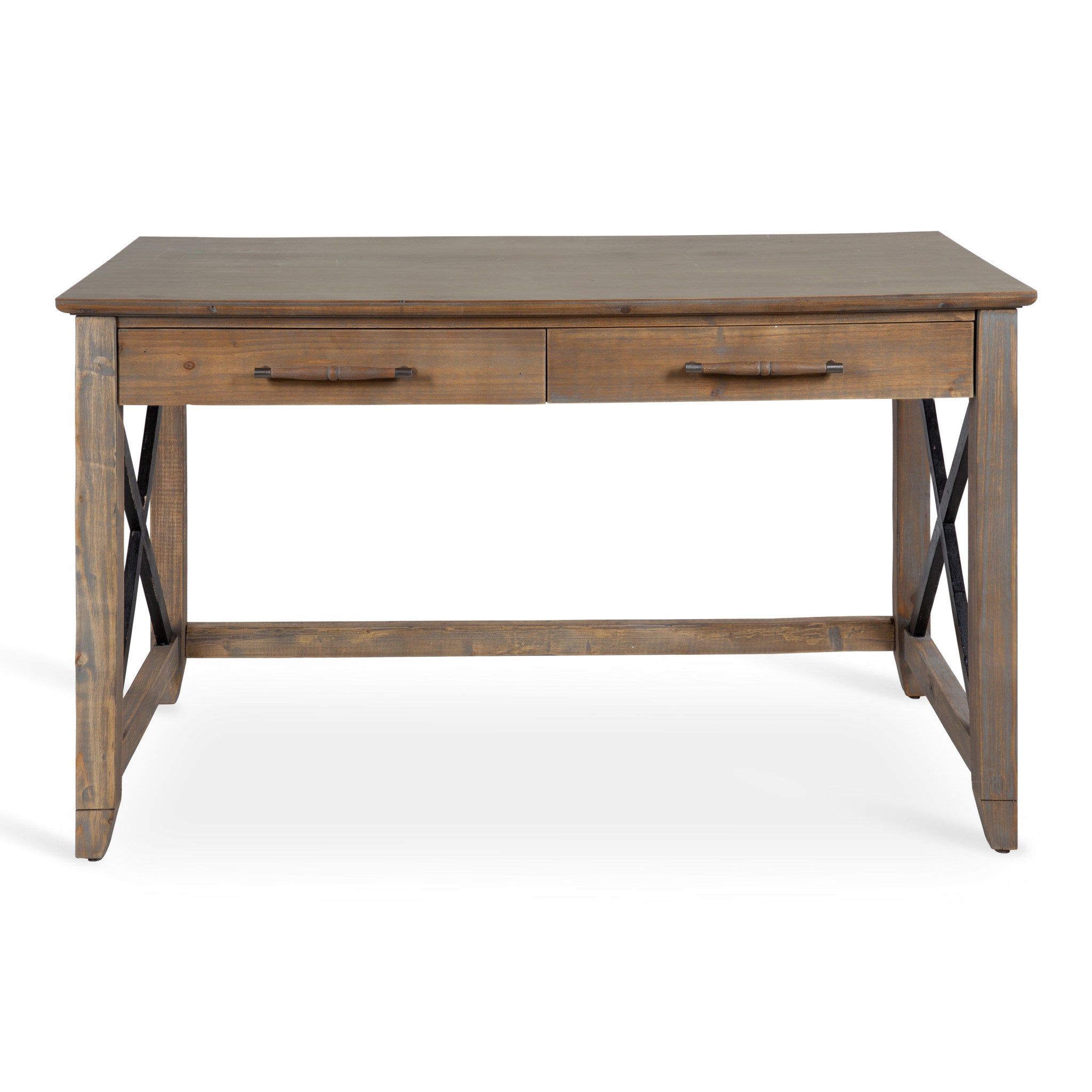 Kate and Laurel McGovern Wood Writing Desk with 2 Drawers, Rustic Brown ...