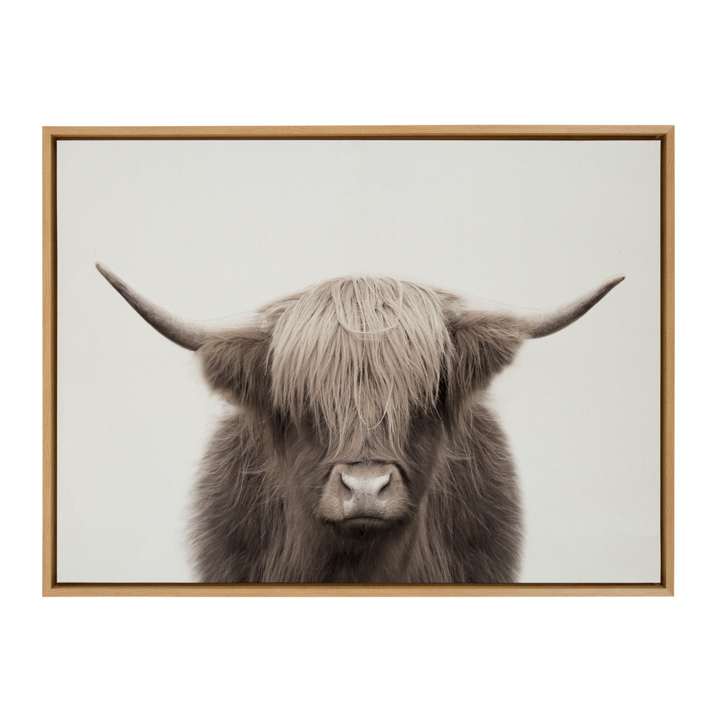 Kate and Laurel Sylvie Hey Dude Highland Cow Color Framed Linen Textured Canvas  Wall Art by The Creative Bunch Studio, 28x38 Natural, Decorative Cow Art  for Wall – kateandlaurel