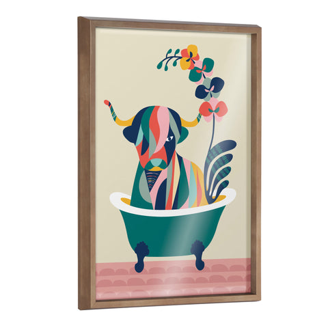 Blake Mid Century Modern Cow in Bathtub Framed Printed Glass by Rachel Lee of My Dream Wall