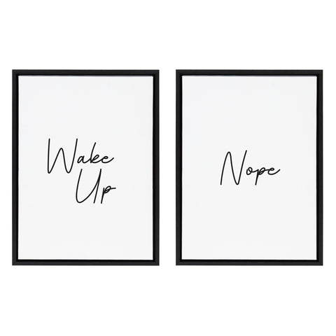 Sylvie Wake Up and Nope Framed Canvas Set by The Creative Bunch Studio