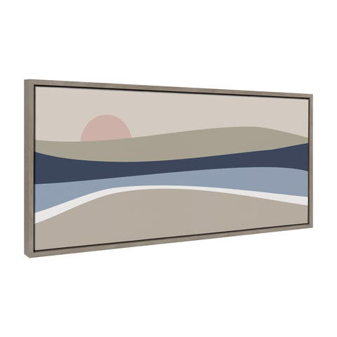 Sylvie Modern Coastal Sunset Landscape Framed Canvas by The Creative Bunch Studio