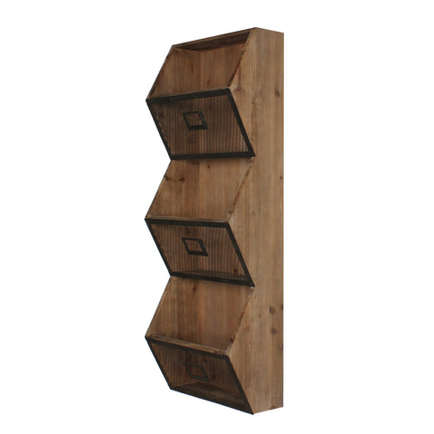 Burdock Wood and Metal Wall Storage Pockets