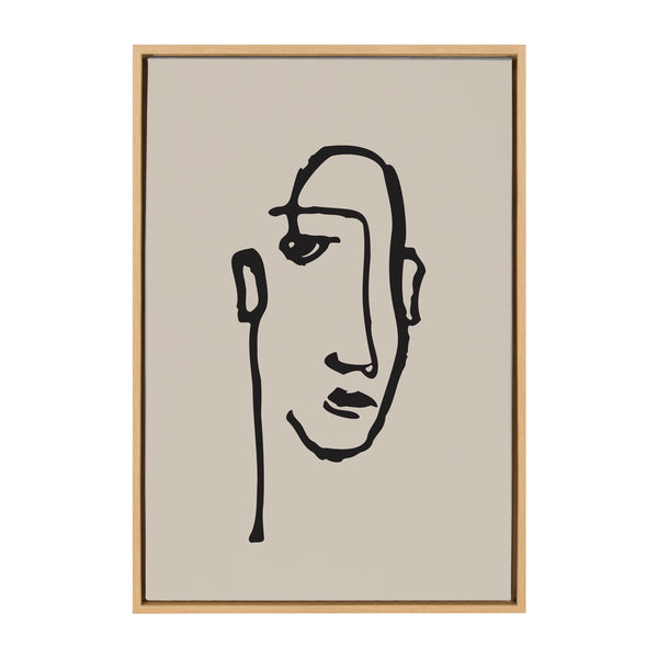 Kate and Laurel Sylvie Minimalist Neutral Line Art Drawing Face Framed ...