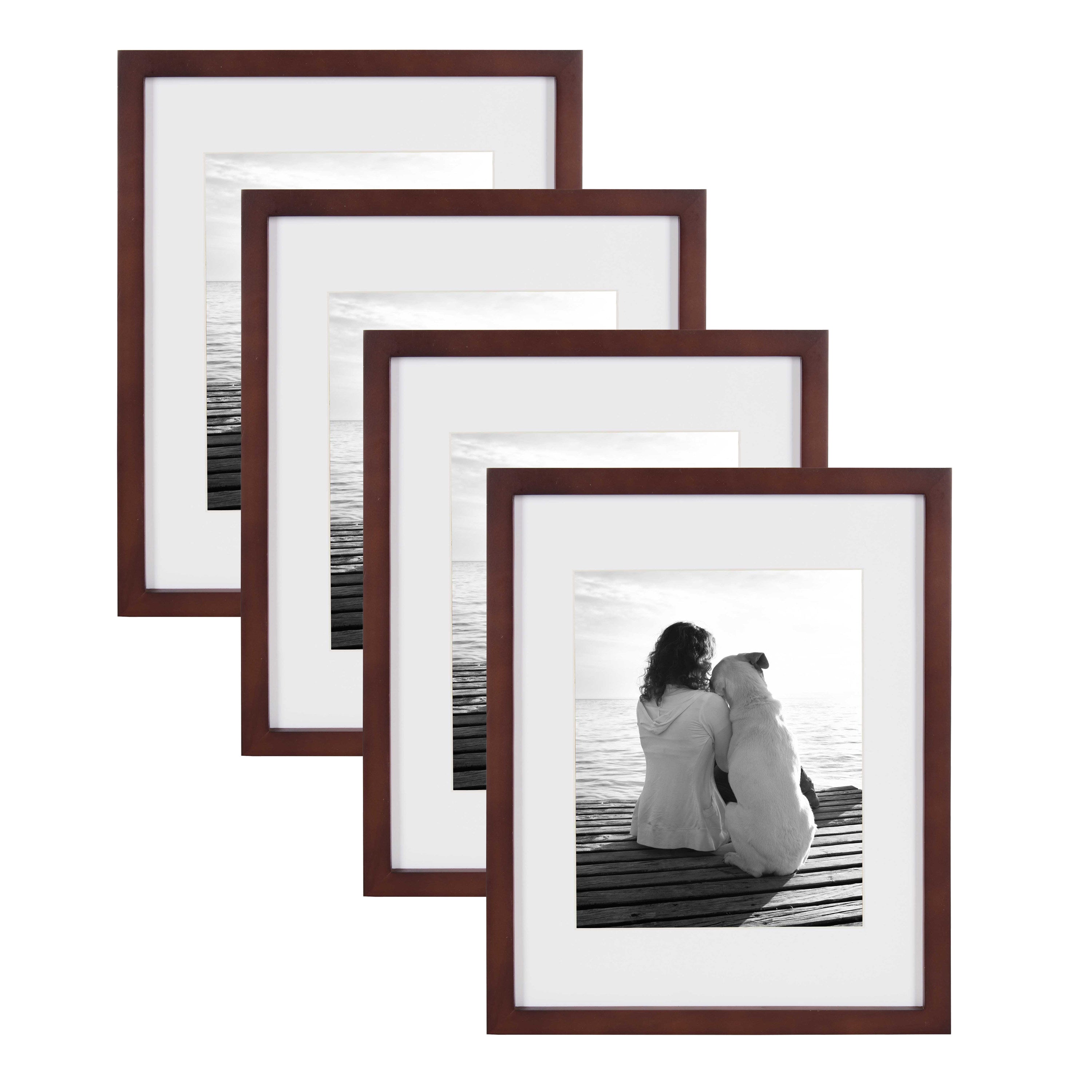 1 Pack Solid Oak Wood 16x20 Picture Frame With Mat For 11x14