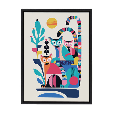 Sylvie Mid Century Modern Lemur Framed Canvas by Rachel Lee of My Dream Wall