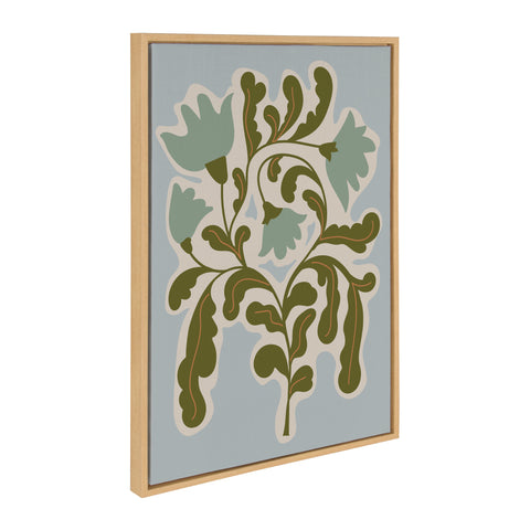 Sylvie Expressive Abstract House Plant Playful Blue Framed Canvas by The Creative Bunch Studio