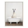 Sylvie Alpaca in the Tub Color Framed Canvas by Amy Peterson