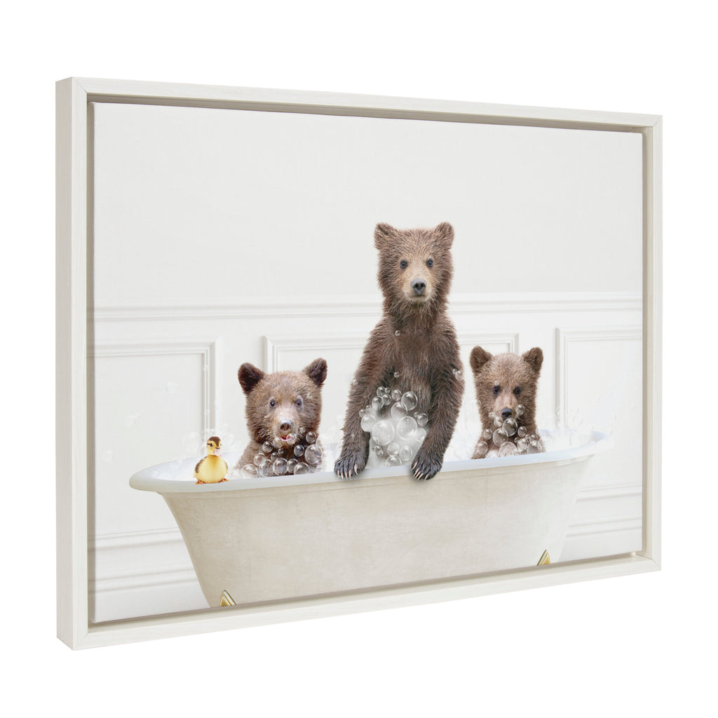 Kate and Laurel Sylvie Three Bears In Bubble Bath Neutral Style Framed  Canvas Wall Art by Amy Peterson Art Studio, 18x24 Natural, Adorable  Woodland Animal Art for Wall – kateandlaurel