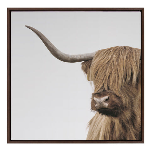 Sylvie Highland Cow Portrait Framed Canvas by The Creative Bunch Studio