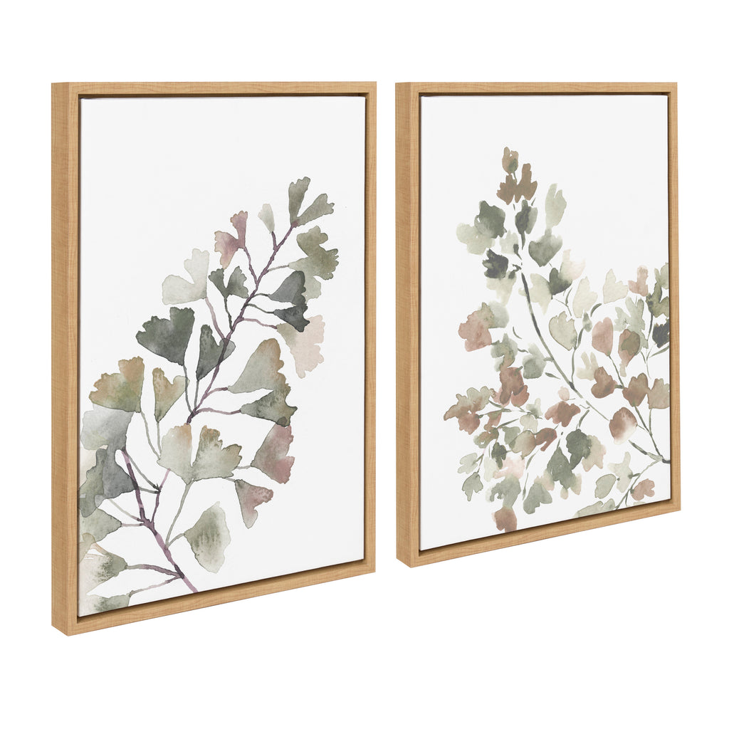 Kate and Laurel Sylvie Wild Banksia Framed Canvas Wall Art by Sara Berrenson, 18x24 Natural, Nature Art for Wall - 1