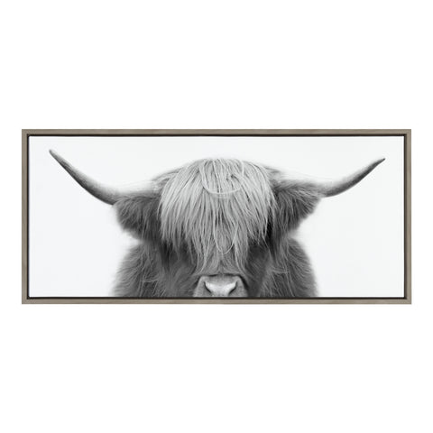 Sylvie Hey Dude Highland Cow Framed Canvas by The Creative Bunch Studio