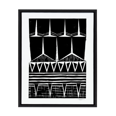 Sylvie Modern Tribal Block Print Framed Canvas by Statement Goods