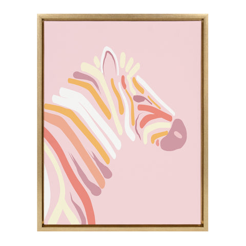 Sylvie Pink Zebra Framed Canvas by Dominique Vari