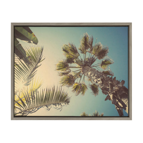 Sylvie Palm Tree Sunburst Framed Canvas by Shawn St. Peter