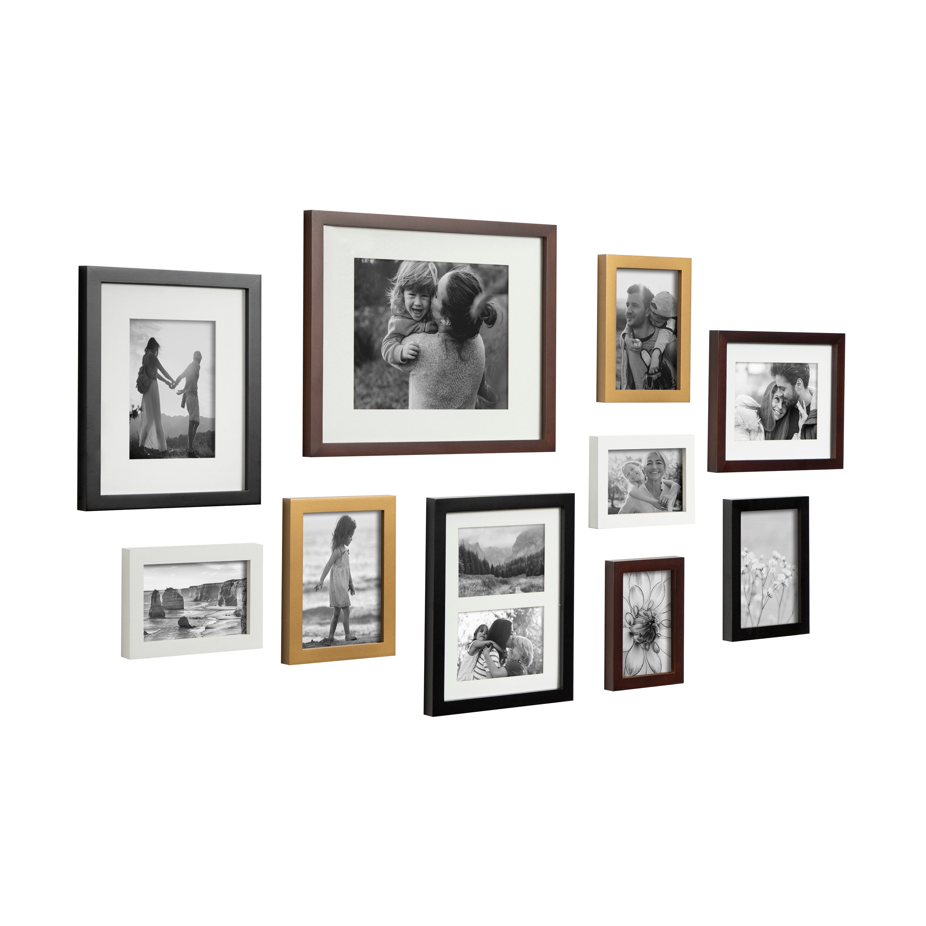 Kate and Laurel Calter Modern Wall Picture Frame Set, White 16x20 matted to  8x10, Pack of 3, Portrait Photo Frames for Wall Display