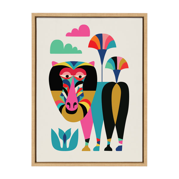 Kate and Laurel Sylvie Baboon Framed Canvas Wall Art by Rachel Lee of ...