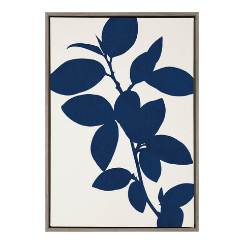 Sylvie Blue Botanical Framed Canvas, Gray 23x33